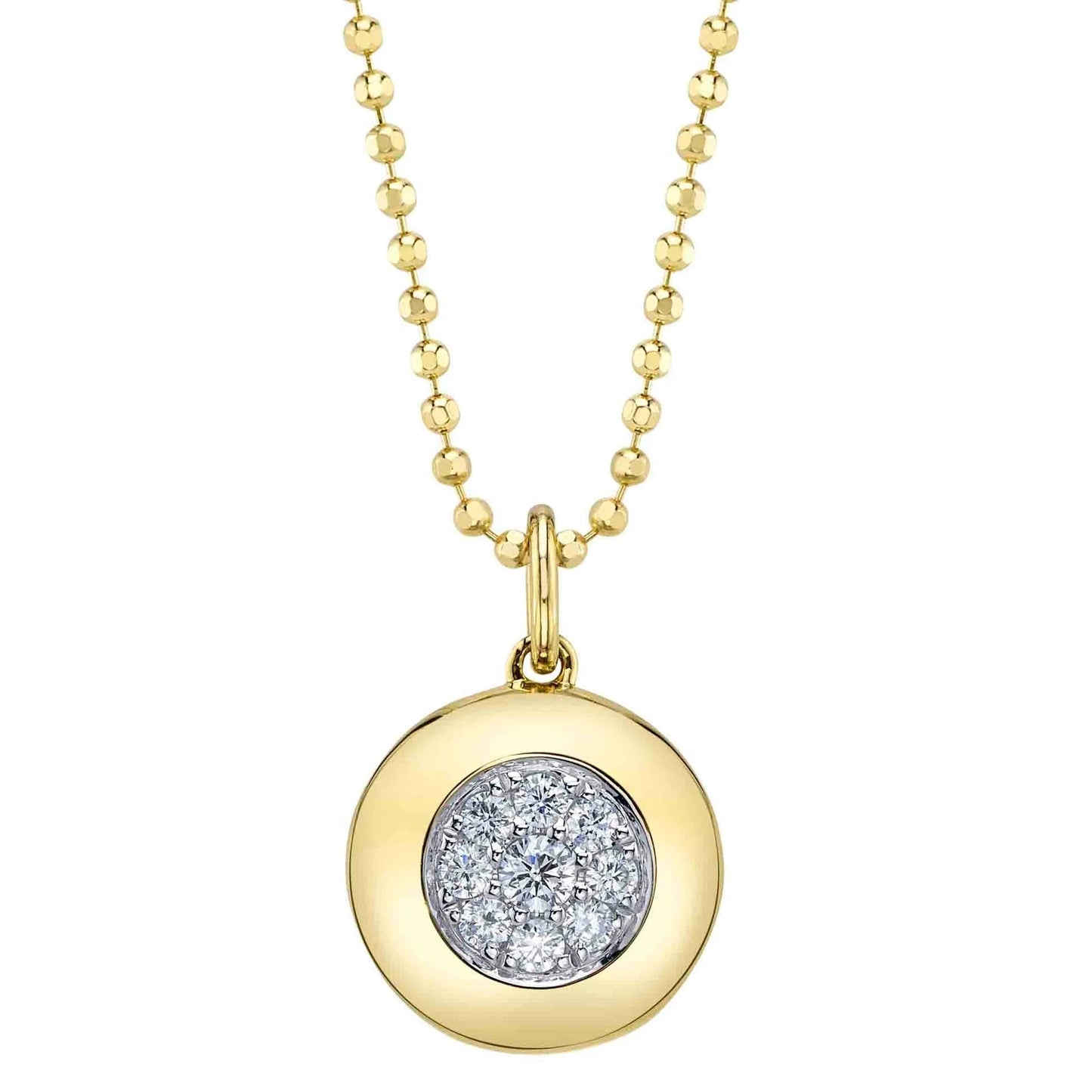 Diamond Pavé Circle Necklace on Ball Chain, 0.18 CTTW - Carter's Collective Fine Jewelry
