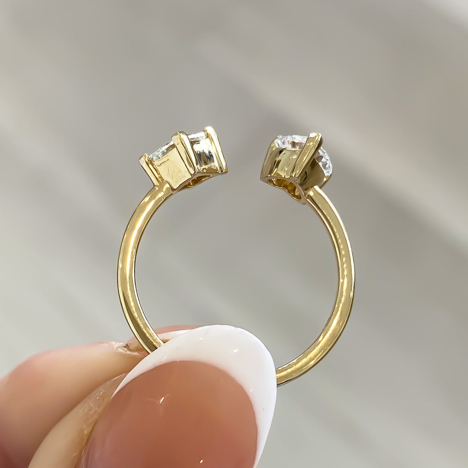 Princess Cut & Heart Cut Natural Diamond Open Toi Et Moi Ring - Carter's Collective Fine Jewelry