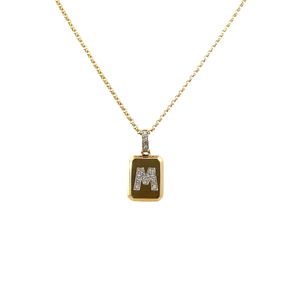 Diamond Initial "M" Charm on a Mini Rolo Chain