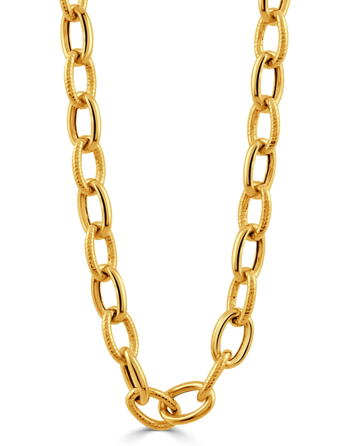 Carter Link Chain Yellow Gold Textured Oval Link Chain