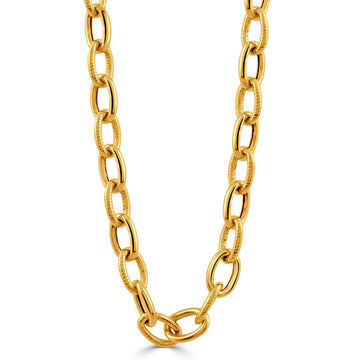 Yellow Gold Textured Oval Link Chain - Carter's Collective Fine Jewelry
