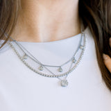 Halfway Crown Set Diamond Tennis Necklace, 1.07 CTTW