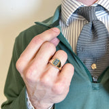 Emerald Cut Aquamarine High Polish Men's Signet Ring