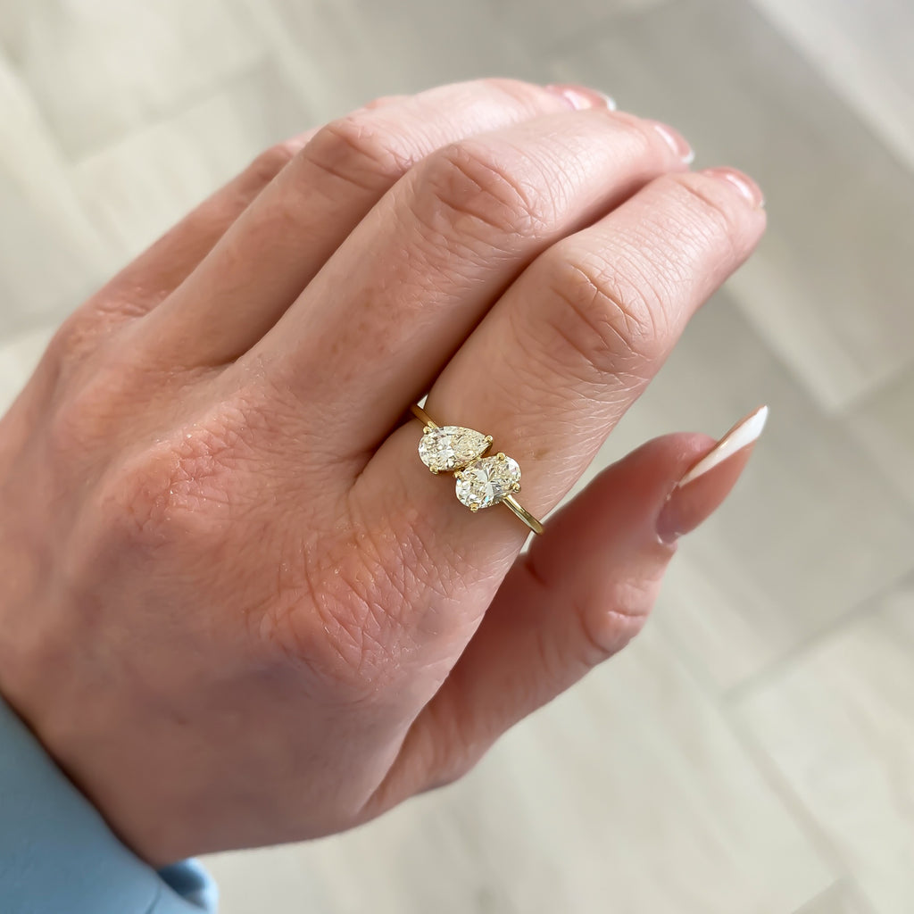 Oval and Pear Cut Natural Diamond Toi Et Moi Ring - Carter's Collective Fine Jewelry