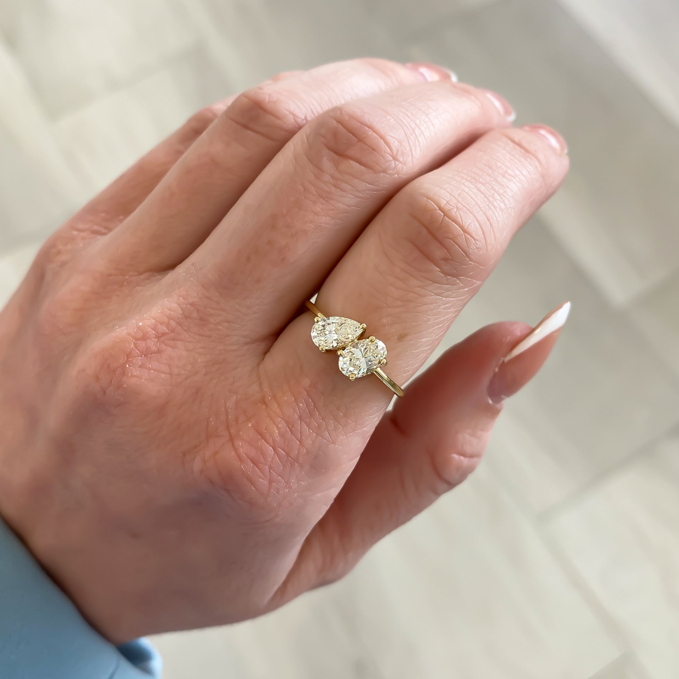 Oval and Pear Cut Natural Diamond Toi Et Moi Ring - Carter's Collective Fine Jewelry
