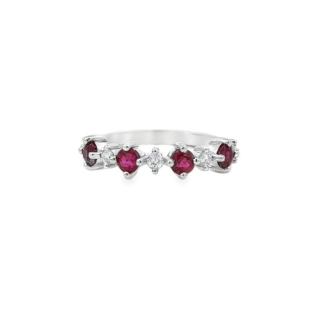 Alternating Ruby and Diamond Stackable Ring