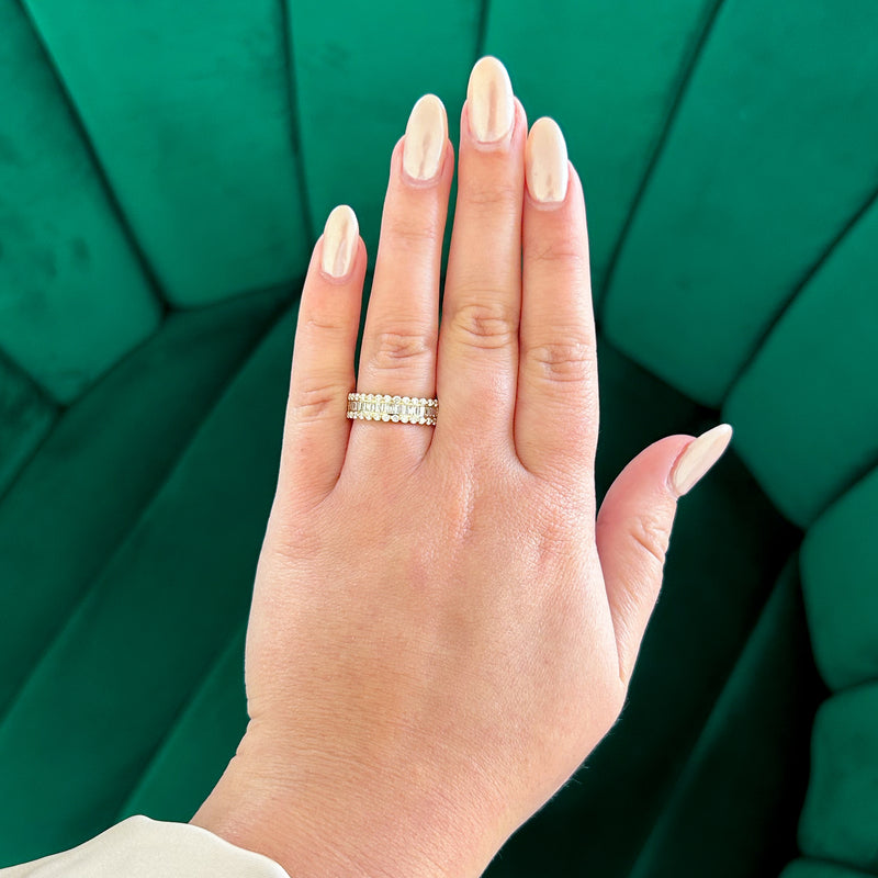 Three Row Baguette Diamond Fashion Ring