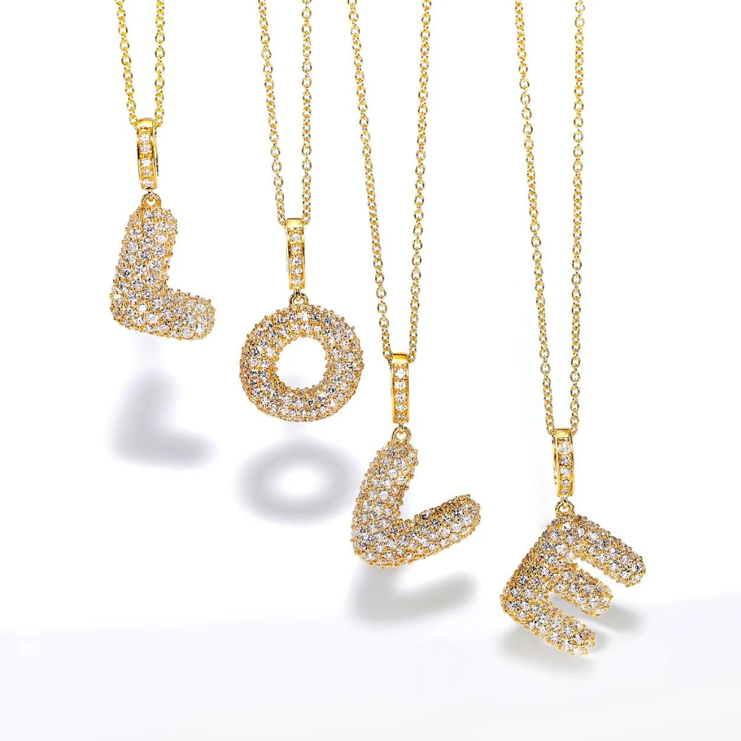 Bubble Initial Diamond Pendant - Carter's Collective Fine Jewelry