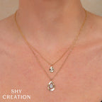 Diamond Pear Fluted Gold Halo Pendant Necklace - Carter's Collective Fine Jewelry