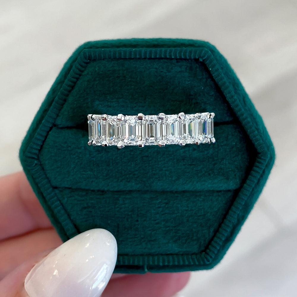 Lab Grown Emerald Cut Diamond Eternity Band, 6.63 CTTW