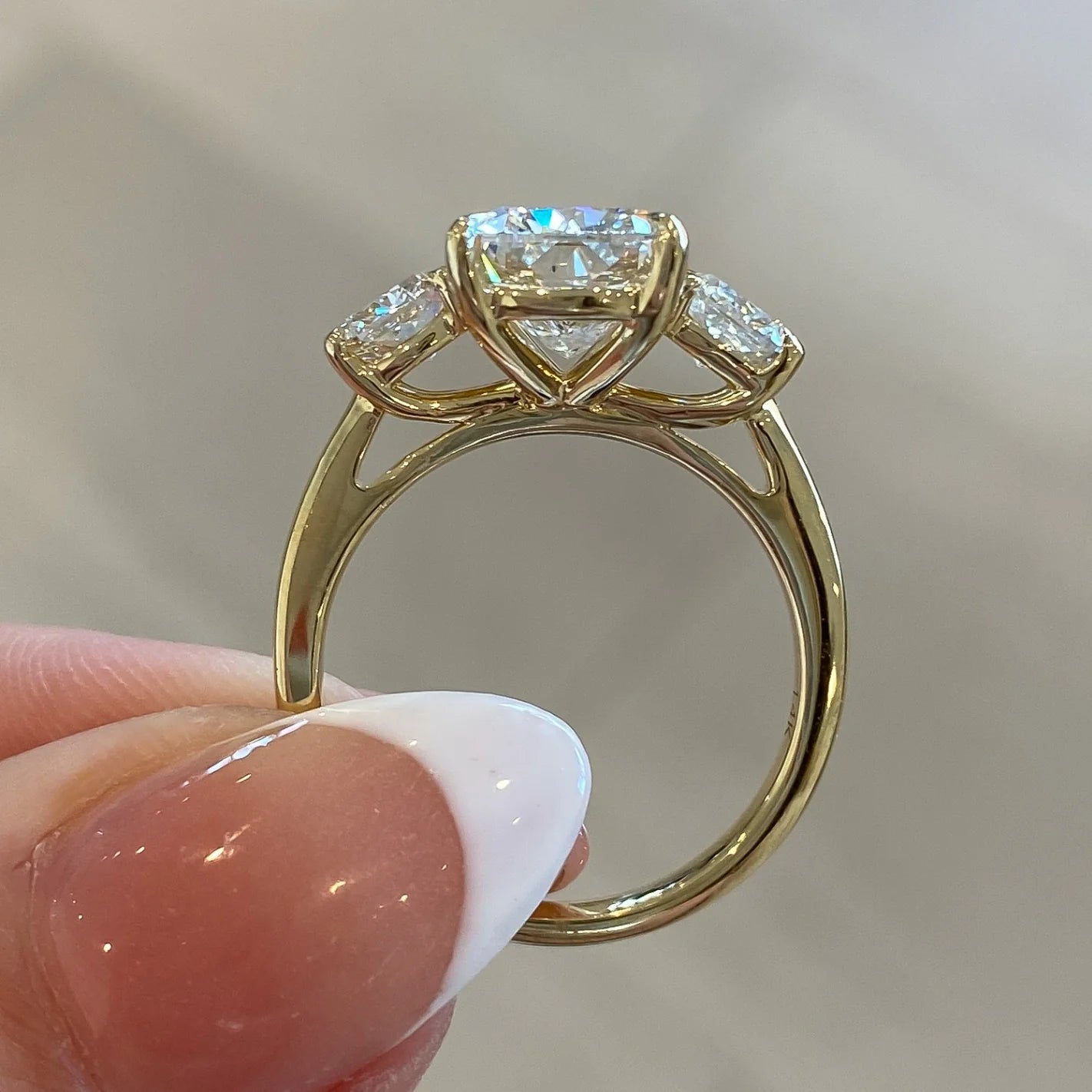 Magnolia Customizable Three Stone Lab Grown Diamond Engagement Ring
