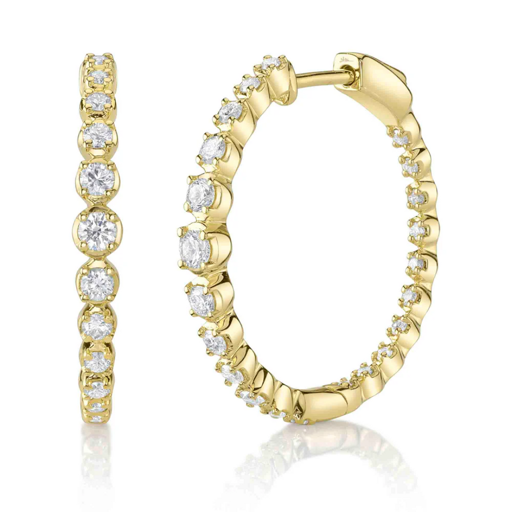 Crown Set Diamond Hoop Earrings