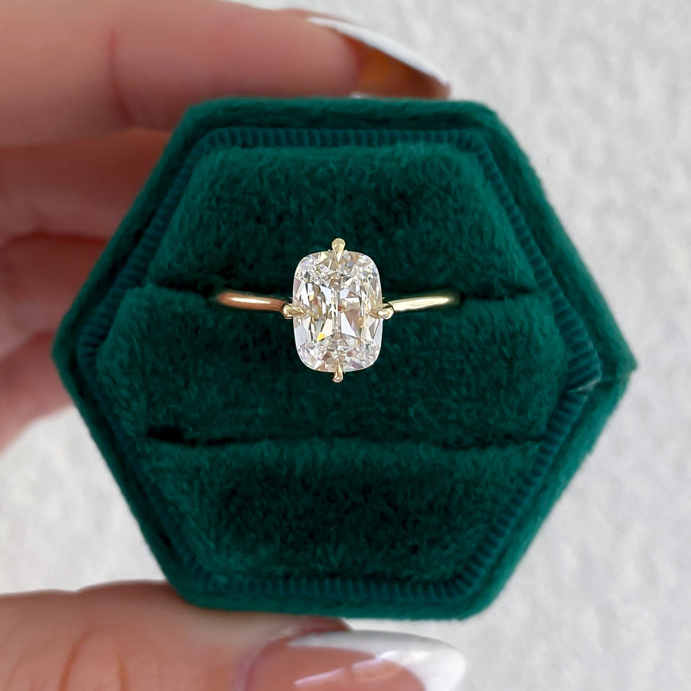 Poppy Cushion Cut Natural Diamond Solitaire Engagement Ring, 1.51 CTTW - Carter's Collective Fine Jewelry