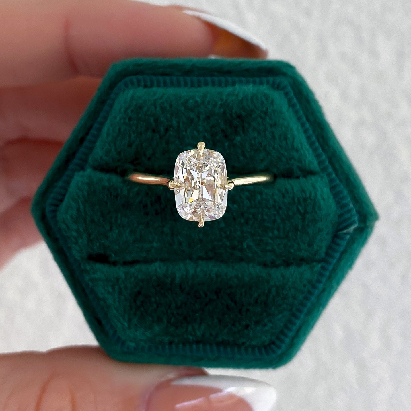 Poppy Cushion Cut Natural Diamond Solitaire Engagement Ring, 1.51 CTTW - Carter's Collective Fine Jewelry