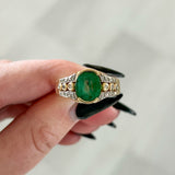Previously Loved Emerald and Diamond Accented Half Bezel Ring (Sold As Is)