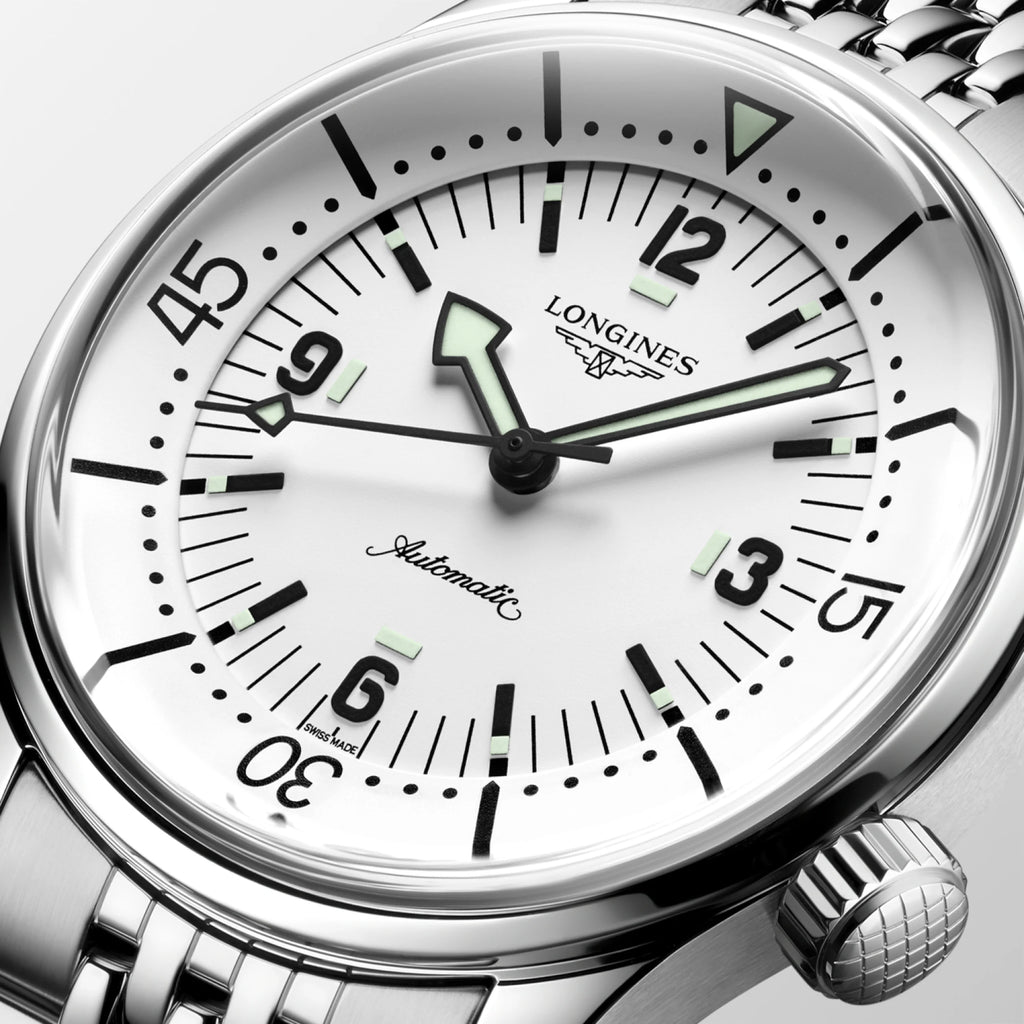 Longines "Legend Diver" Diver's Watch with White Matte Dial, 39mm - Carter's Collective Fine Jewelry