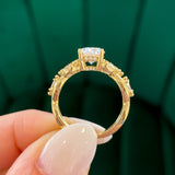 Vine-Inspired Marquise and Round Accent Diamond Band with Diamond Underhalo Oval Engagement Ring Setting (Does Not Include Center Stone)