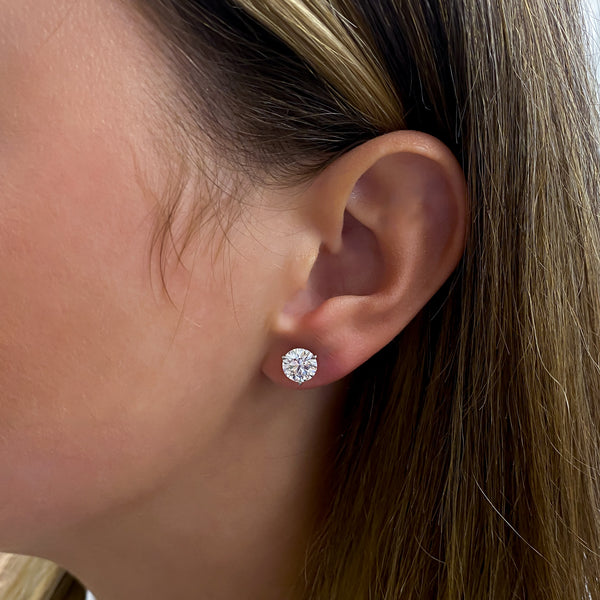 Lab Grown Diamond Stud Earrings, 3.09 CTTW
