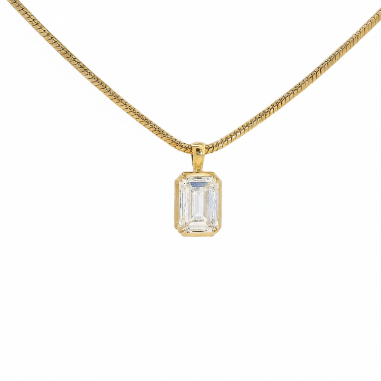 Lab Grown Emerald Cut Diamond Faux Bezel Charm, 2.17 CTTW - Carter's Collective Fine Jewelry