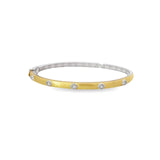 Mixed Metal Brushed Finish Thin Diamond Star Bangle Bracelet