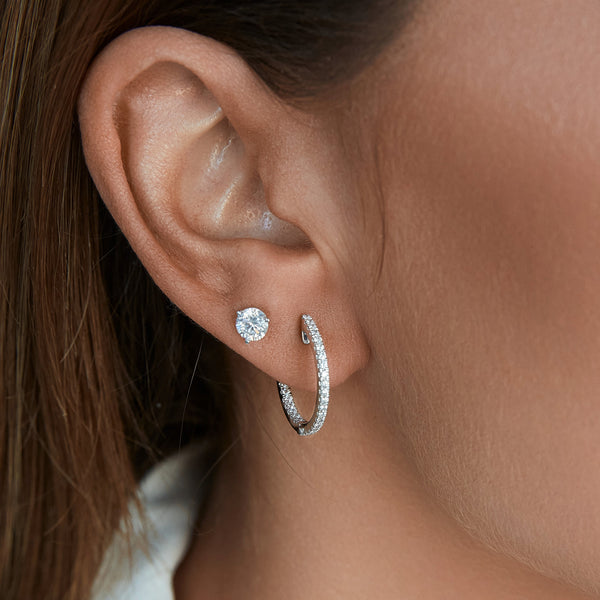 Round Inside/Out Diamond Hoop Earrings, .58cttw