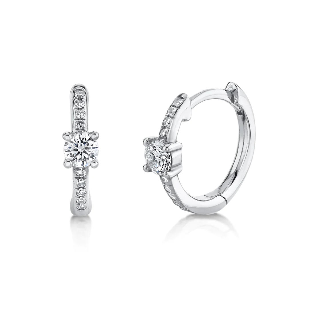 Solitaire Diamond Accent Huggie Hoop Earrings