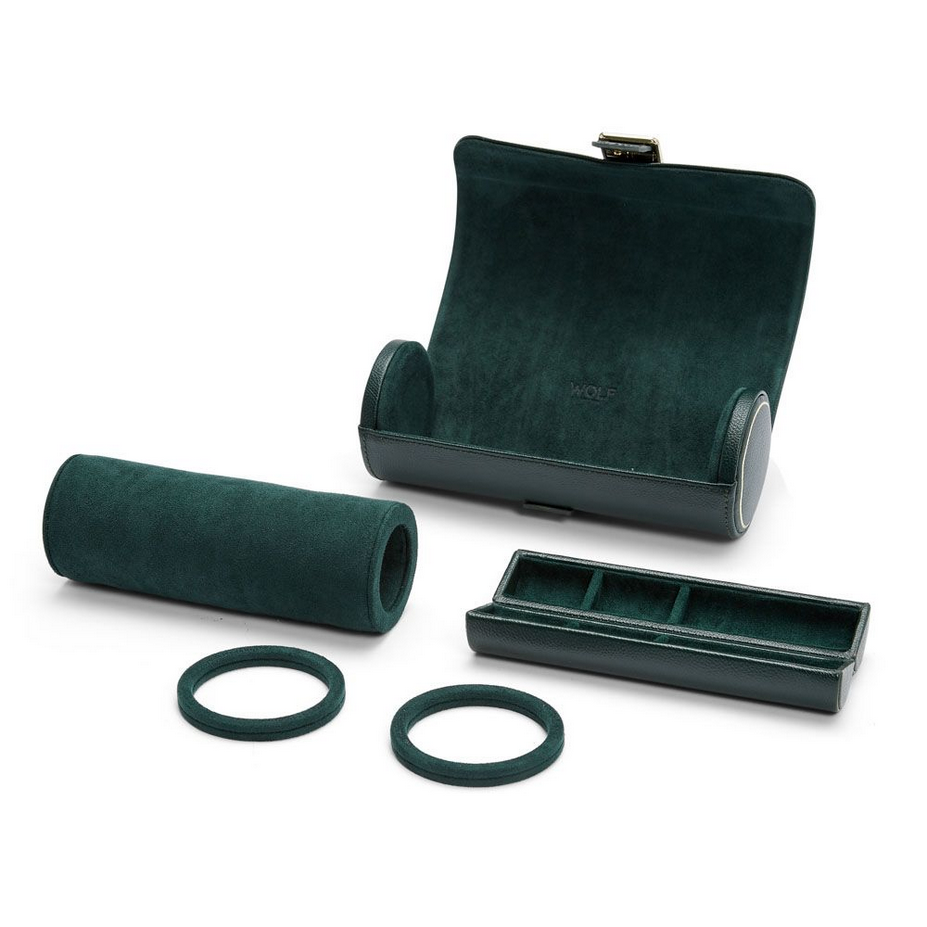 British Racing Green Triple Watch Roll - Carter's Collective Fine Jewelry