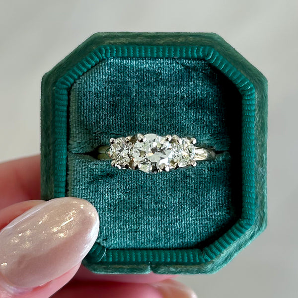 Previously Loved Natural Round Center Three Stone Engagement Ring (Sold As Is)