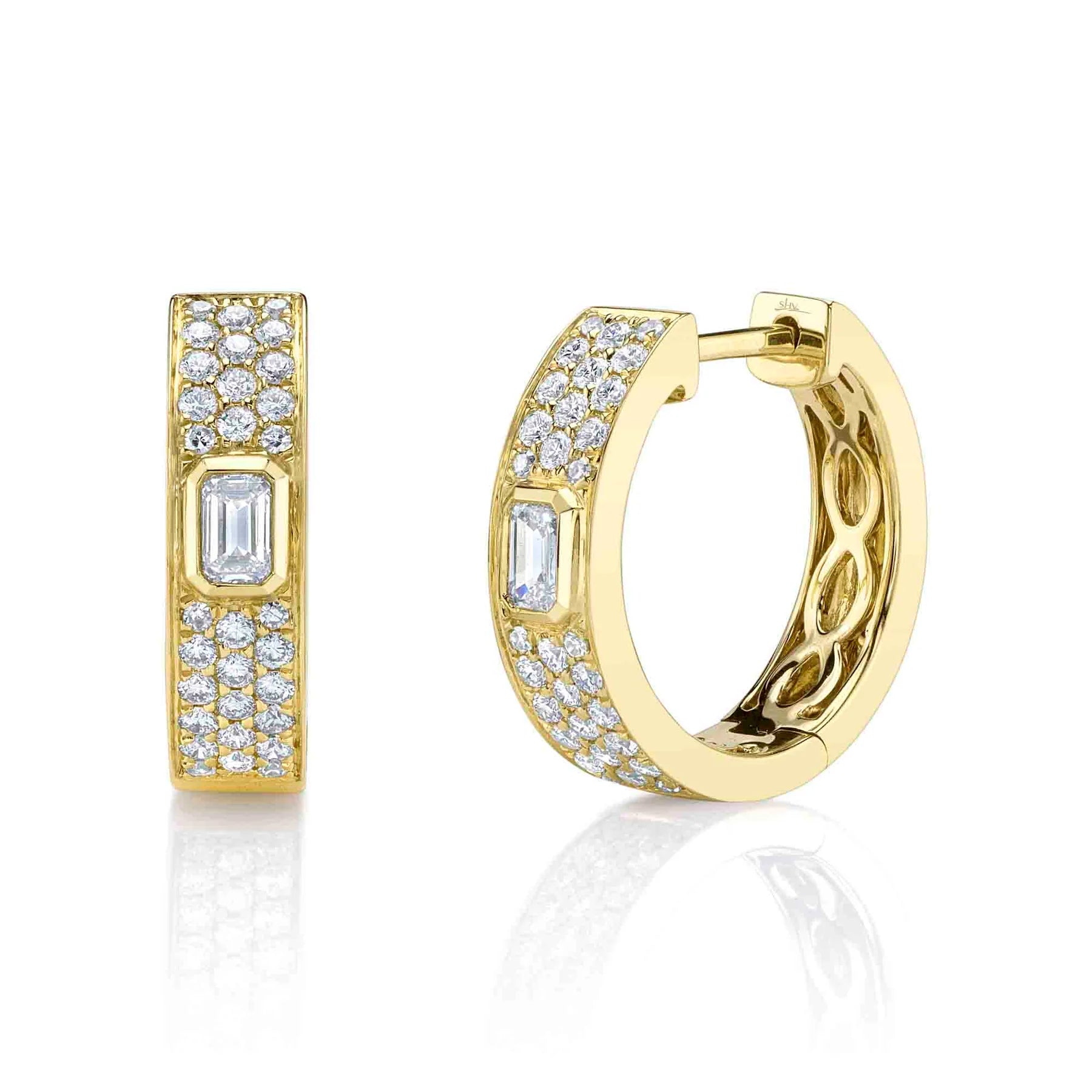 Emerald Cut Diamond Huggie Hoop Earrings - Carter's Collective Fine Jewelry