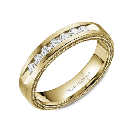 Men's Wedding Band with Diamond Center and Milgrain Sides, 5.5mm - Carter's Collective Fine Jewelry