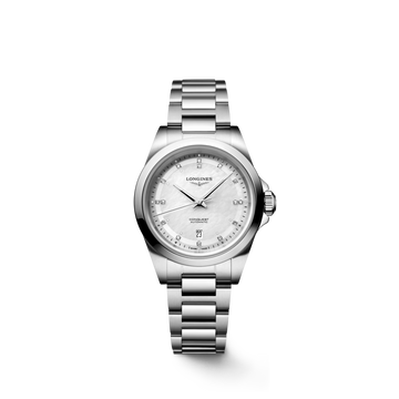 Longines "Conquest" Watch with Mother of Pearl Dial, 30mm - Carter's Collective Fine Jewelry