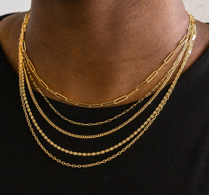 "Athena" Textured Cable Chain Necklace, 18"