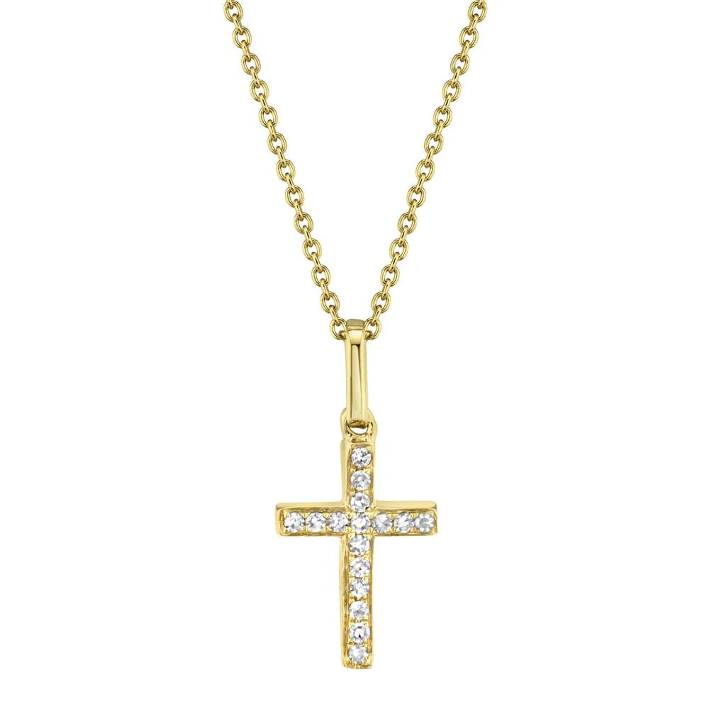 Petite Diamond Cross Necklace, Yellow Gold - Carter's Collective Fine Jewelry