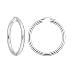 Large Sterling Silver Plain Round Puff Hoop Earrings - Carter's Collective Fine Jewelry