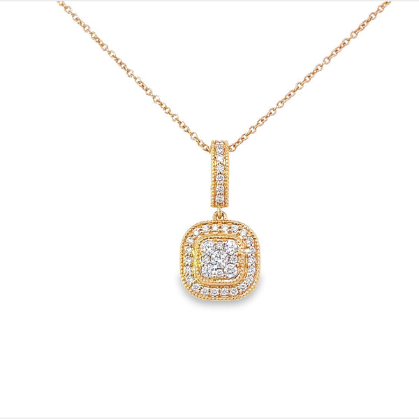 Previously Loved Mosaic Diamond Halo Pendant Necklace