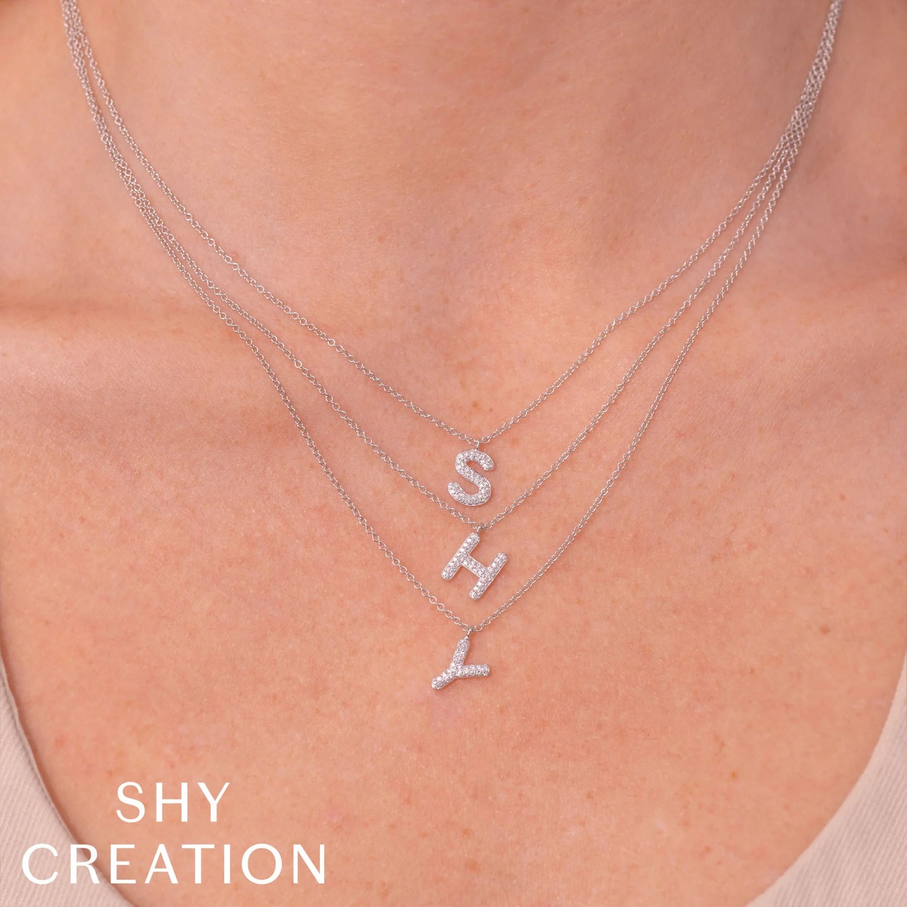Pave Diamond Bubble Initial A Necklace - Carter's Collective Fine Jewelry