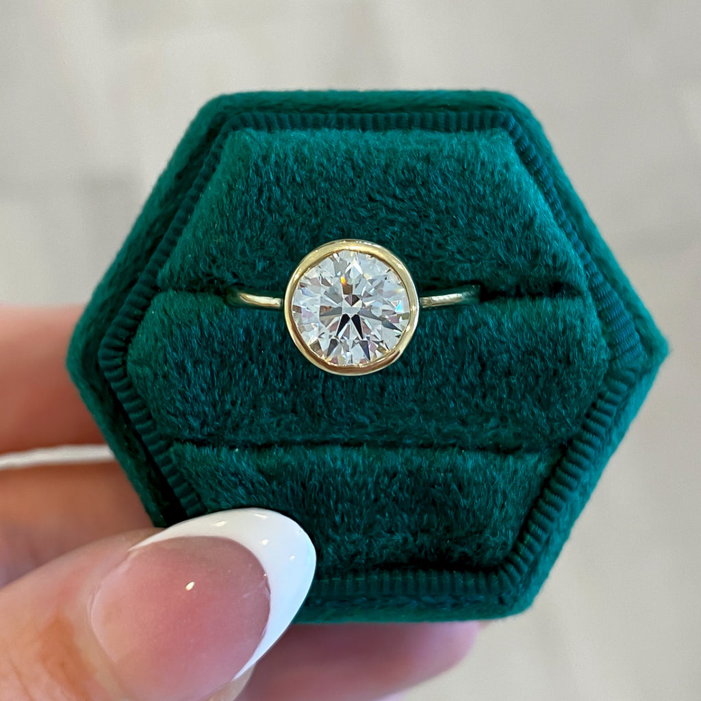 Lab Grown Round Diamond Bezel Engagement Ring, 2 CTTW - Carter's Collective Fine Jewelry