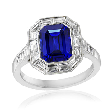 Blue Sapphire & Diamond Engagement Ring - Carter's Collective Fine Jewelry