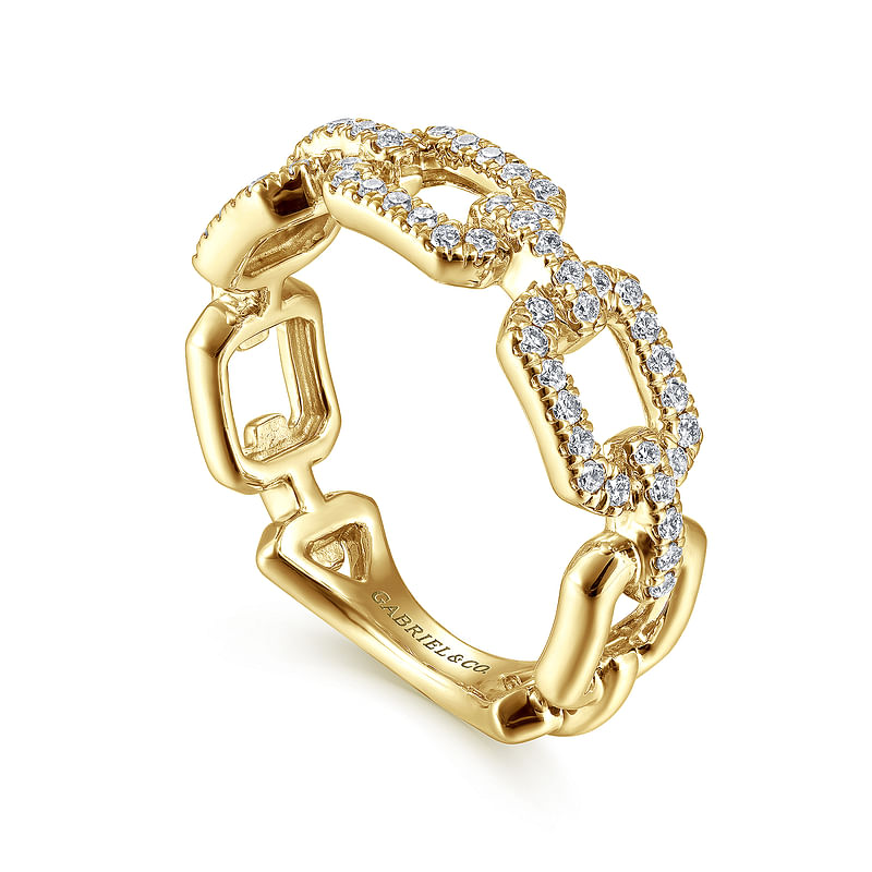 Pave Diamond Chain Link Fashion Ring