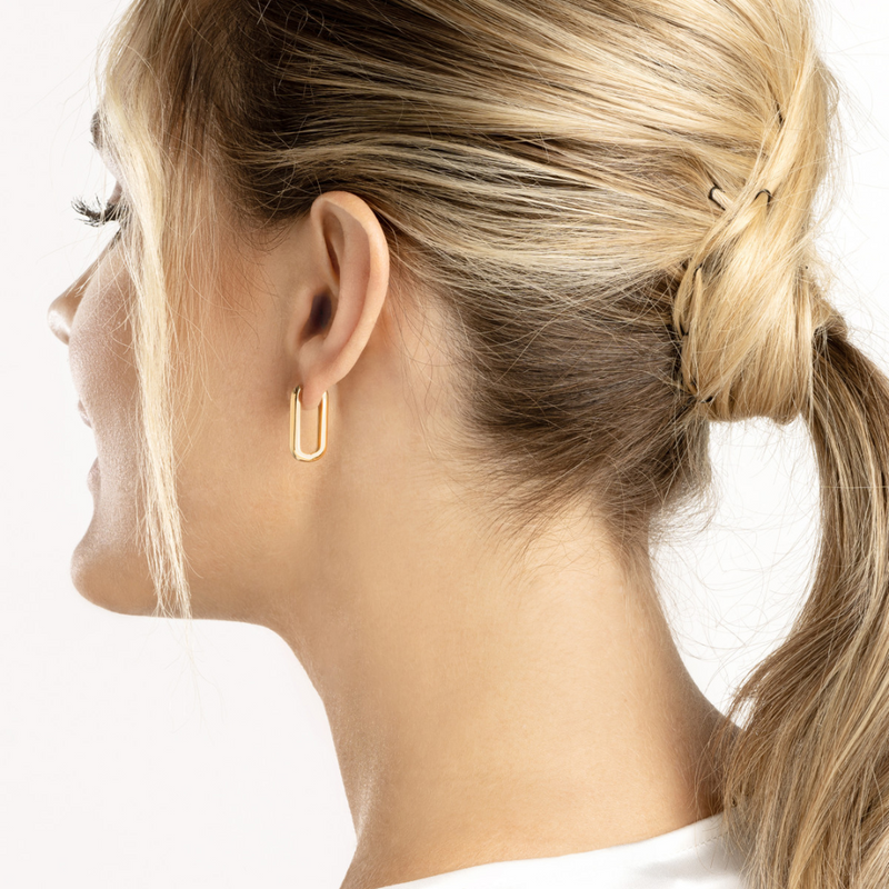 Elongated Huggie Hoop Earrings