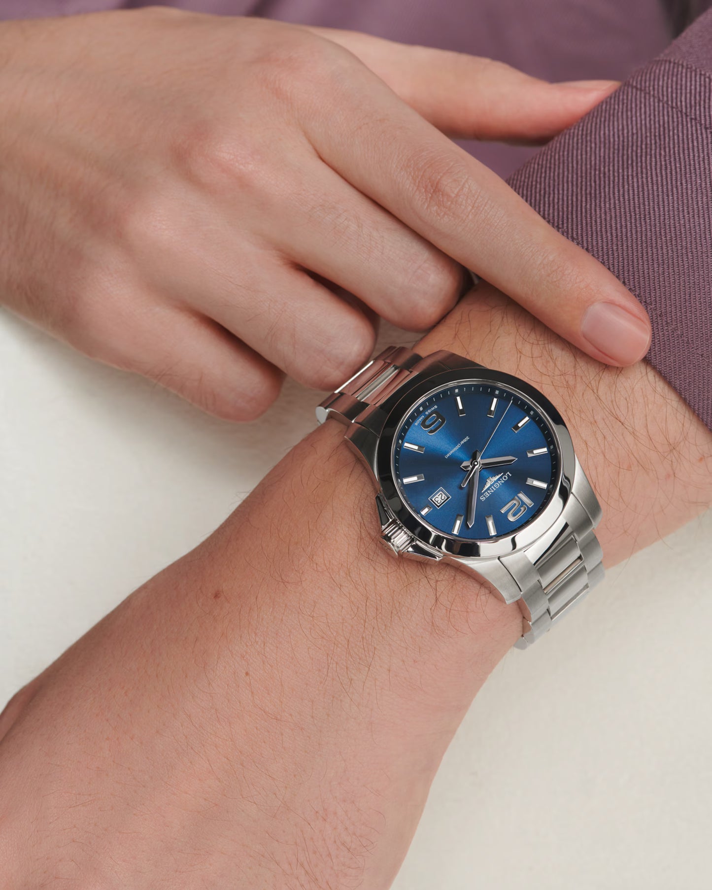 Longines "Conquest" Watch with Quartz & Sunray Blue Dial, 41mm - Carter's Collective Fine Jewelry