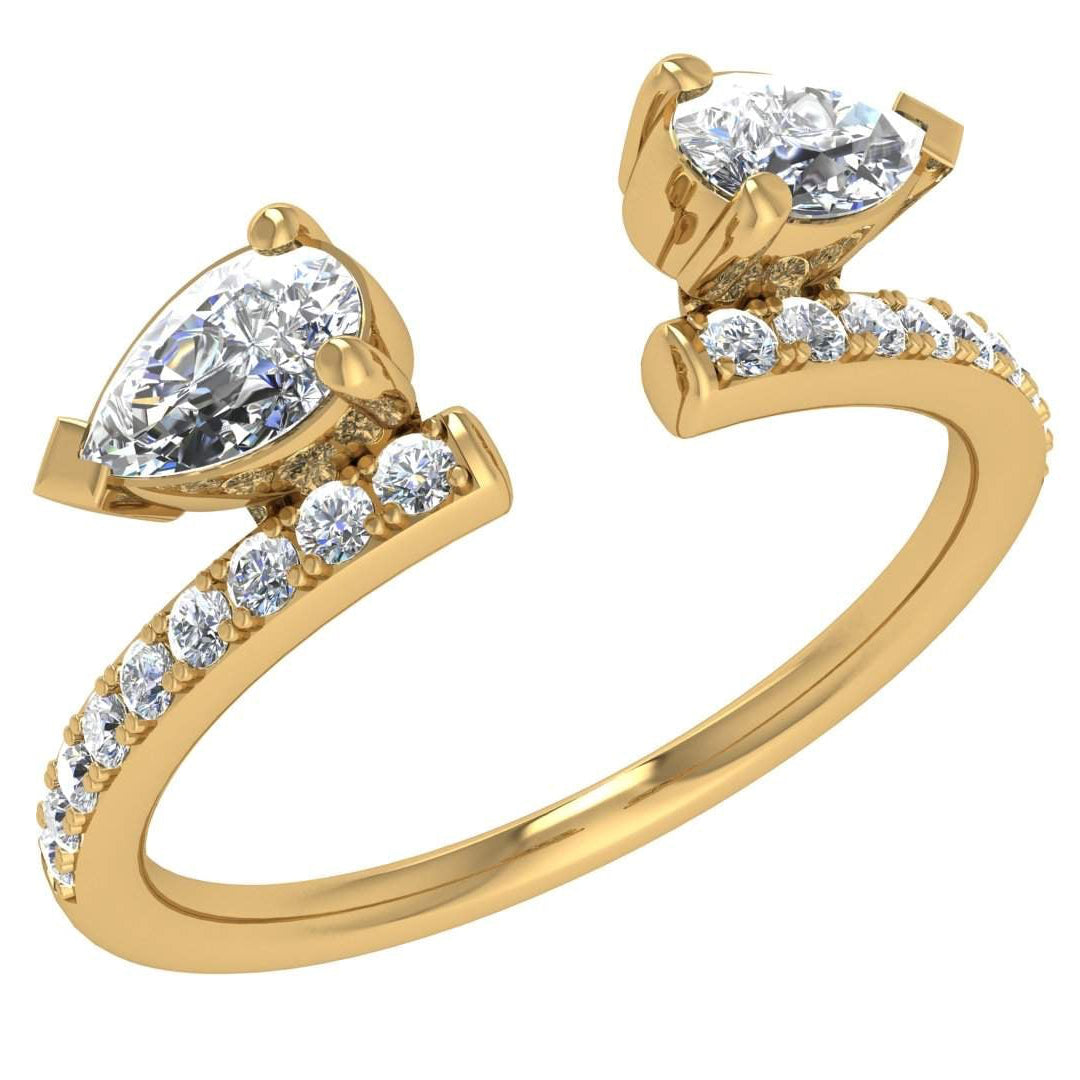 Pear Shape Accent Stone Diamond Ring Jacket with Diamond Band, 0.55 CTTW - Carter's Collective Fine Jewelry