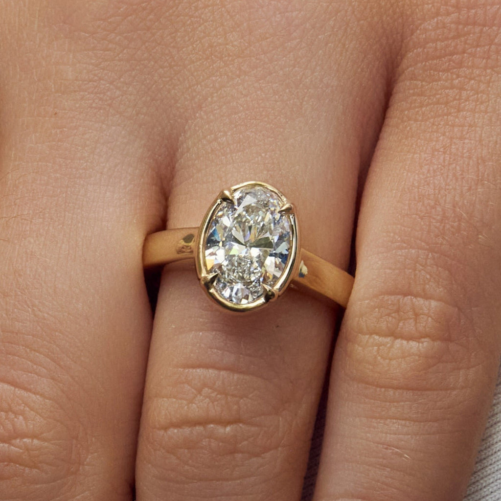 Sage Lab Grown Oval Cut Diamond Faux Bezel Engagement Ring, 2.10 CTTW - Carter's Collective Fine Jewelry