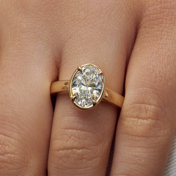 Sage Lab Grown Oval Cut Diamond Faux Bezel Engagement Ring, 2.10 CTTW - Carter's Collective Fine Jewelry