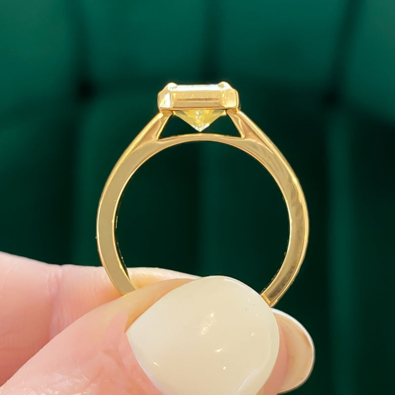 Radiant Cut Natural Diamond Faux Bezel Engagement Ring