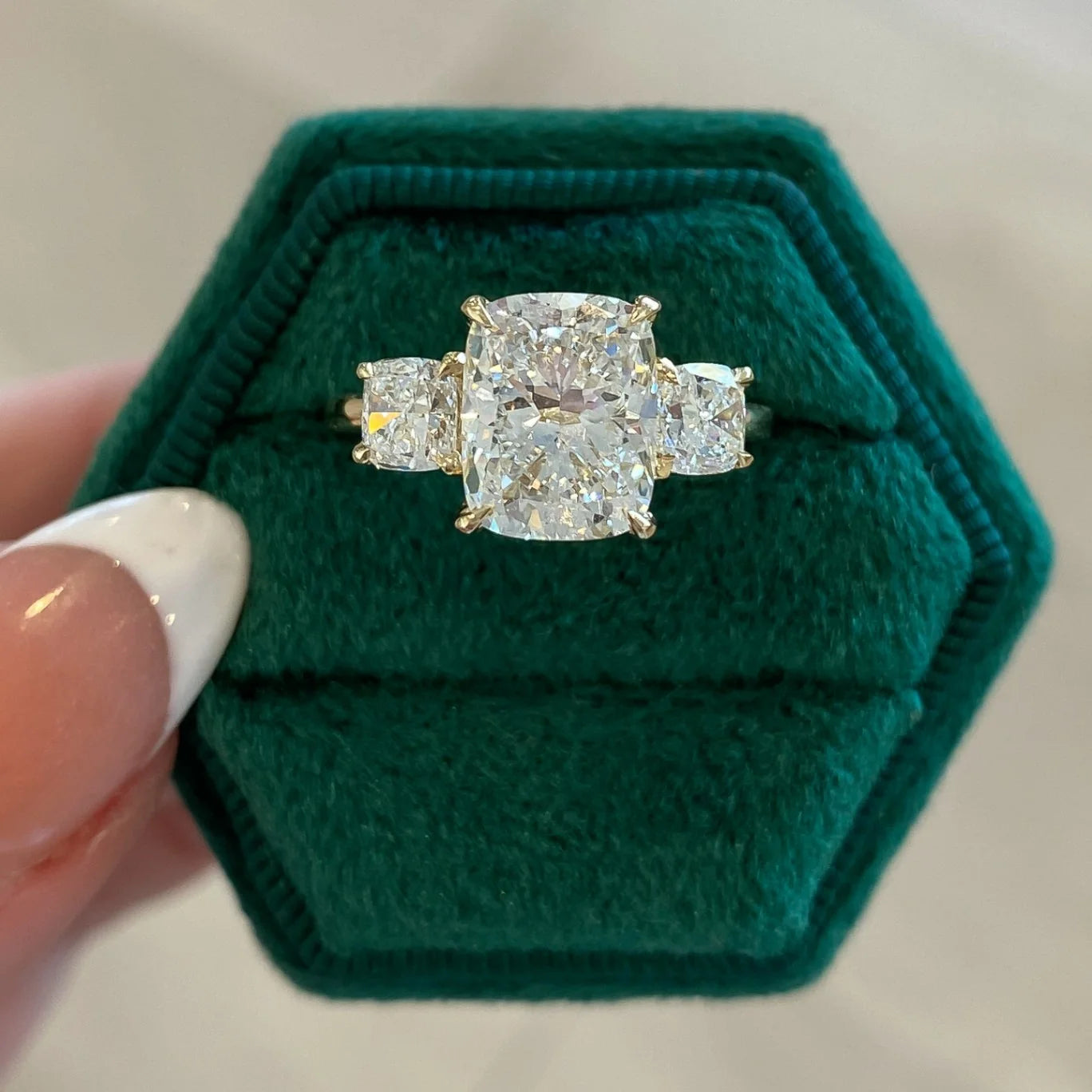 Magnolia Customizable Three Stone Lab Grown Diamond Engagement Ring