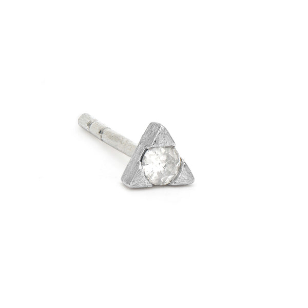 Petite Diamond Trillion Stud Earring (Single Stud)