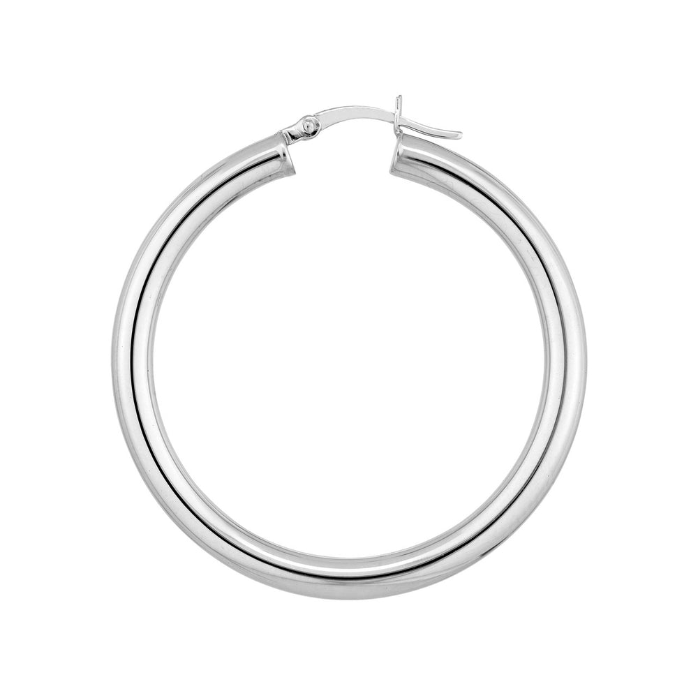 
                  
                    Sterling Silver Plain Round Puff Hoop Earrings, 4x40mm
                  
                