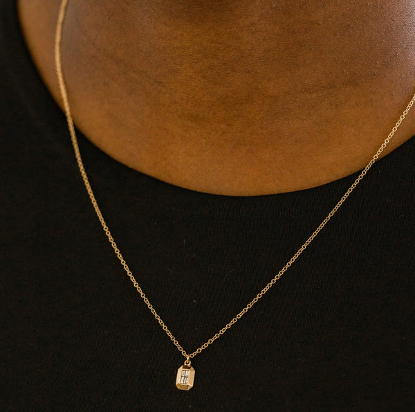 Bezel Baguette Diamond Necklace