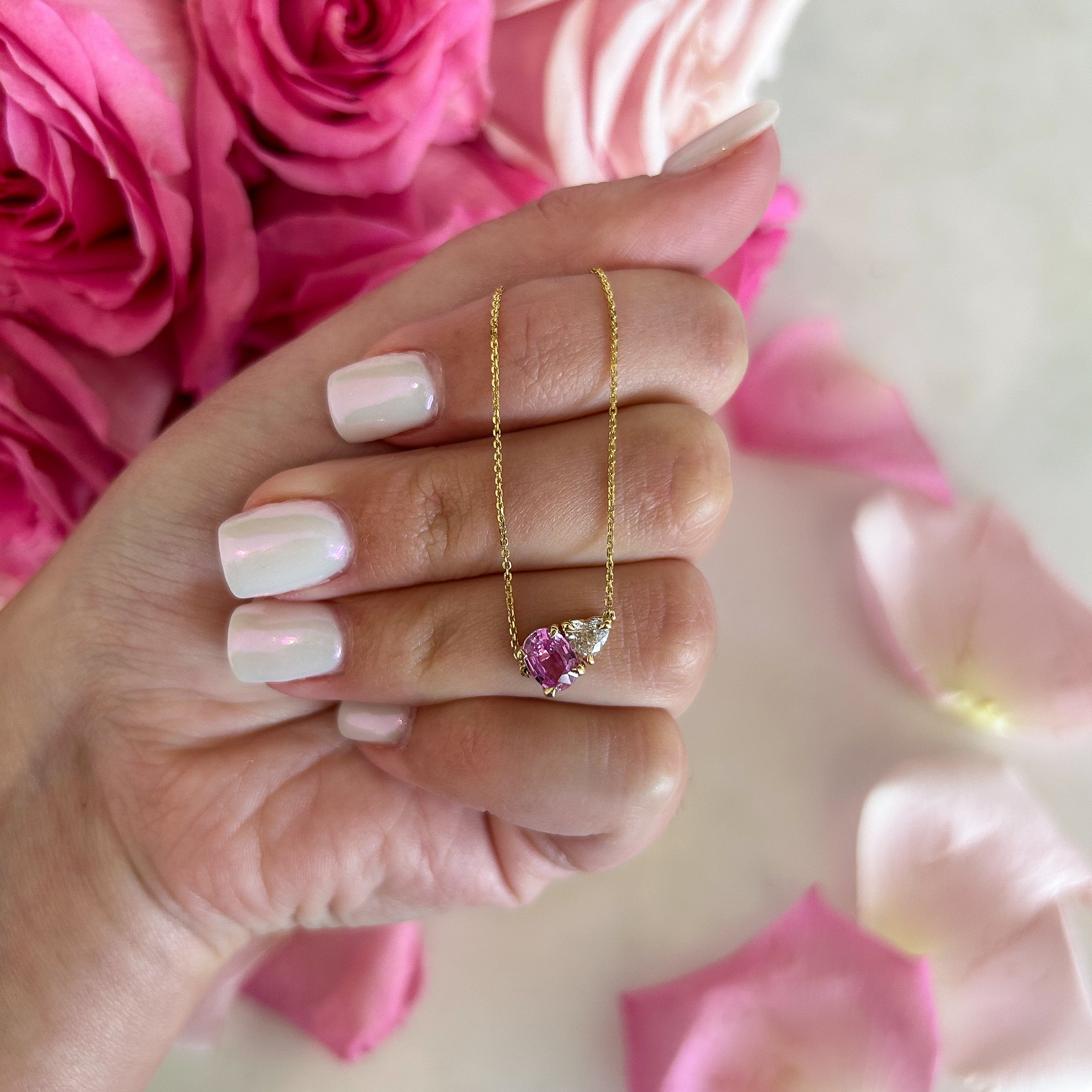 Pink Sapphire Pendant, Pink deals Sapphire Necklace, Heart Shape Necklace, Bridal Necklace Wedding